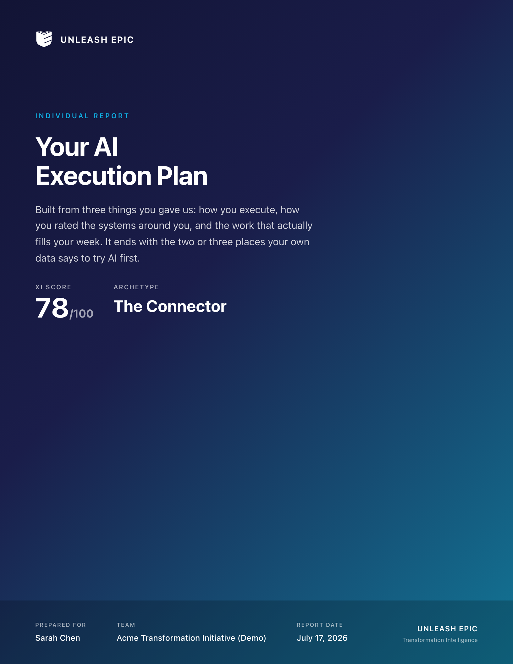 Personal AI Execution Plan, page 1: Cover